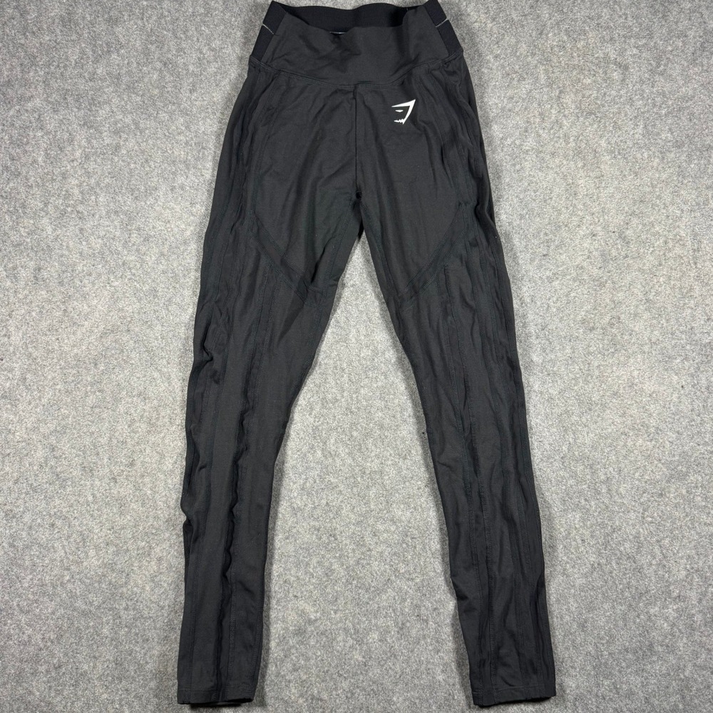 Gymshark Leggings Womens Small Black Mesh Panel High Rise Activewear Training
